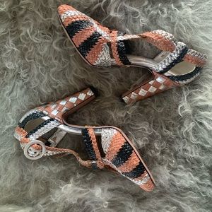 Prada Woven Colorblock Heels